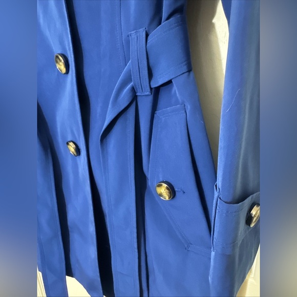 London Fog Women's Trench Coat Size XS Royal Blue Removable Hood Excellent Condi - Picture 4 of 7